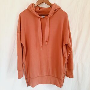 Aerie Oversized Split Zipper Hem Womens Small Ribbon Drawstring Salmon Color